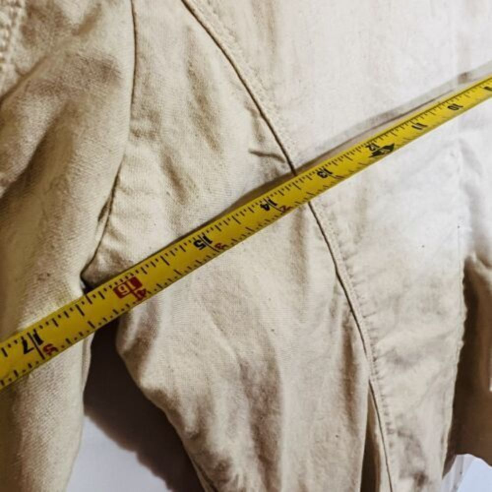Vintage RARE Diesel Womens Beige Jacket Blazer 3/4 Sleeve Cotton Hemp Blend Y2K - Picture 9 of 13